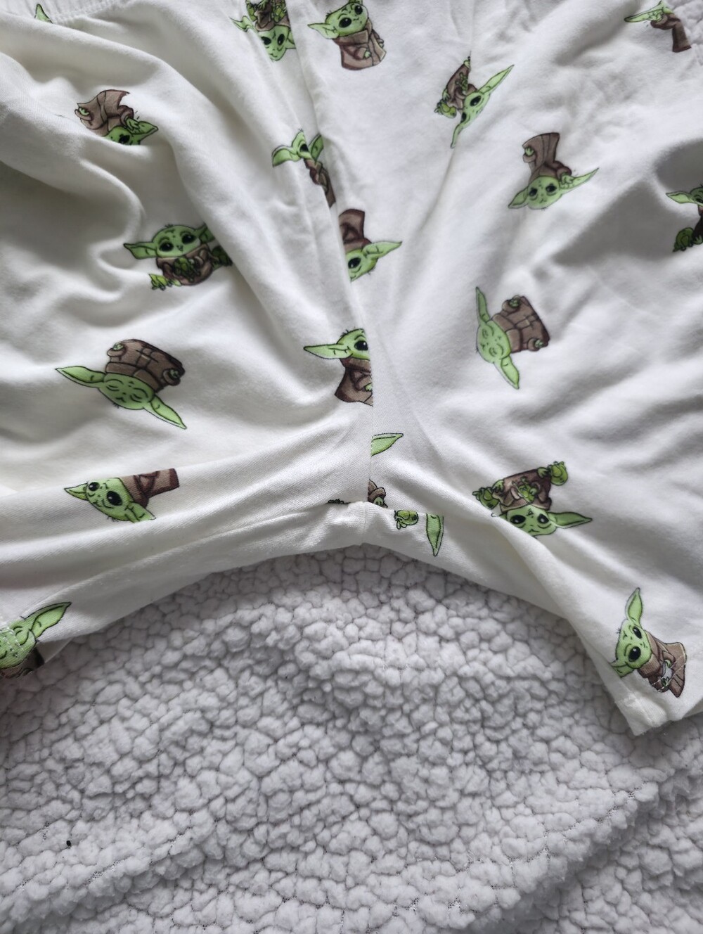 White Women’s Star Character Graphic Lounge Shorts - Baby Yoda Print - Picture 2 of 6